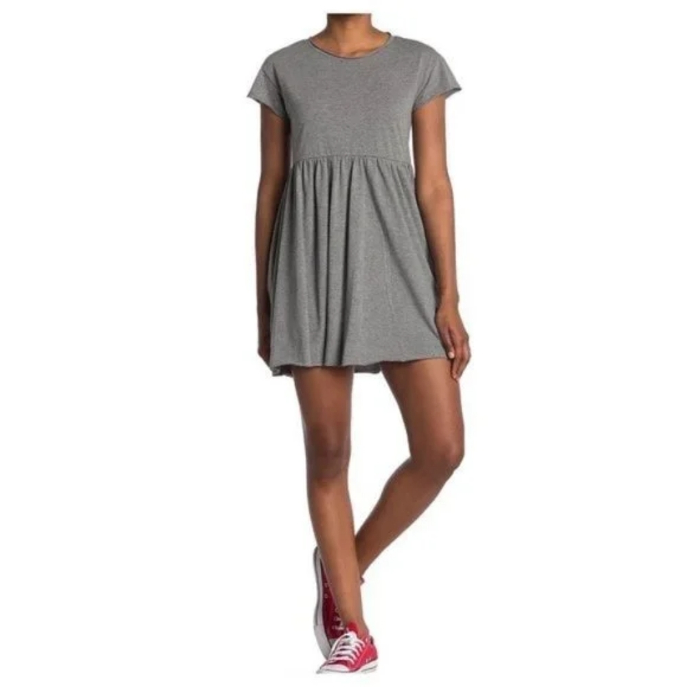 Abound Short Cap Sleeve Raw Edge Crew Neck T Shirt Mini Dress